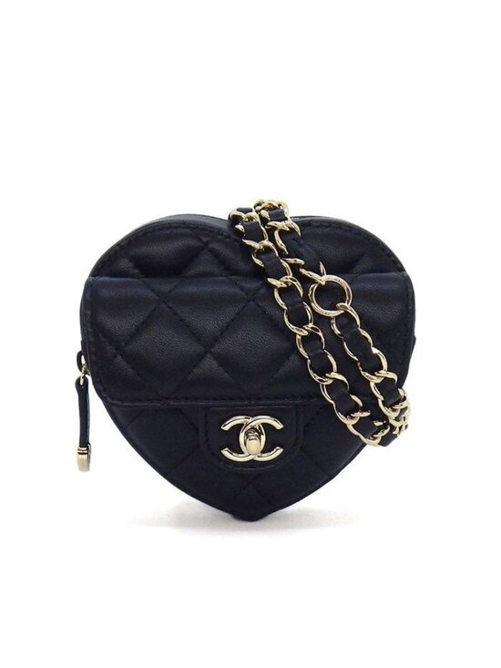 Chanel Handbags - Chanel Shoulder Bag Quilted Heart Chain Onwards Black Bordeaux Lambskin